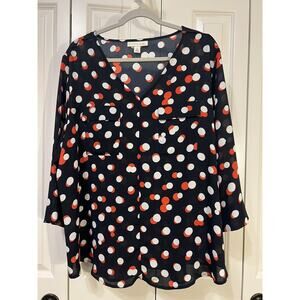 EMALINE Woman 1X/2X Tunic Blouse Top, 3/4 Length sleeve